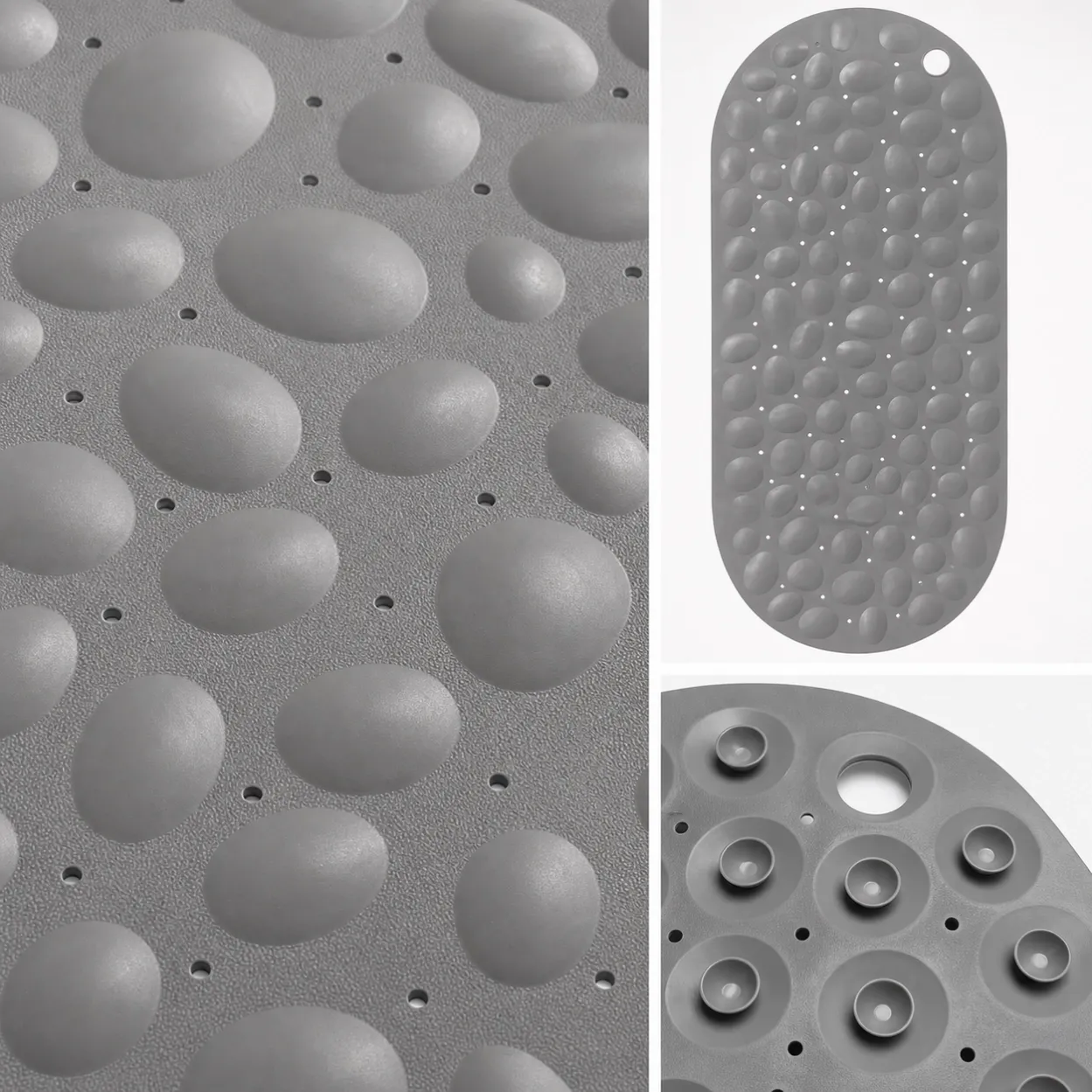Close-up details of Gray Pebble Suction Bath Mat