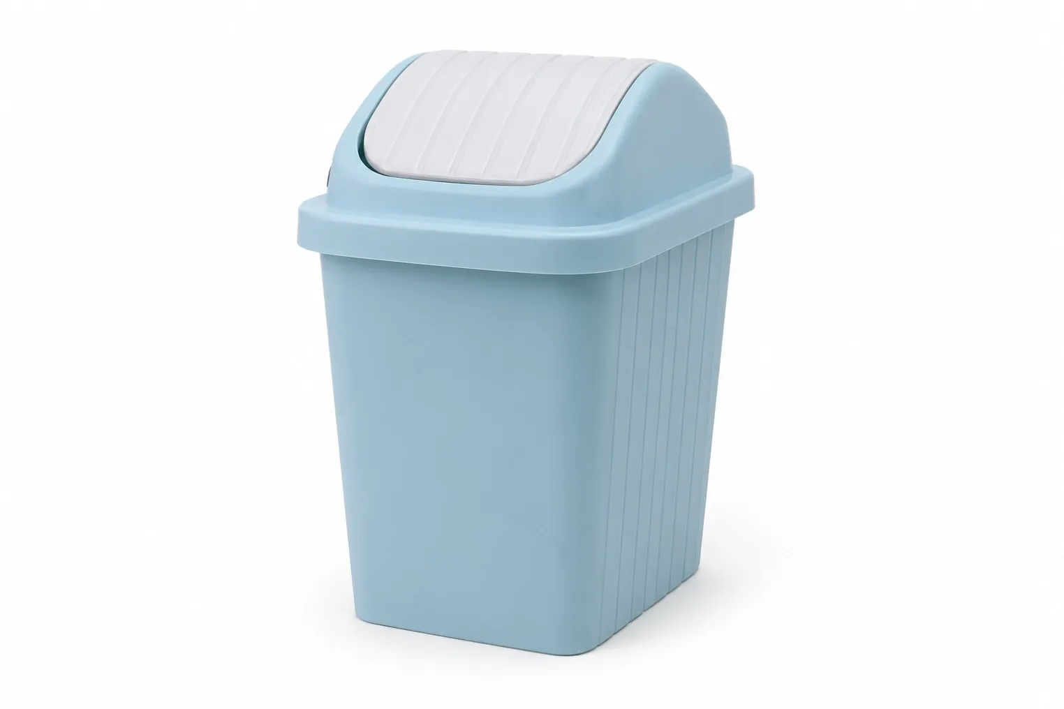 12L light blue slim plastic waste bin with swing lid