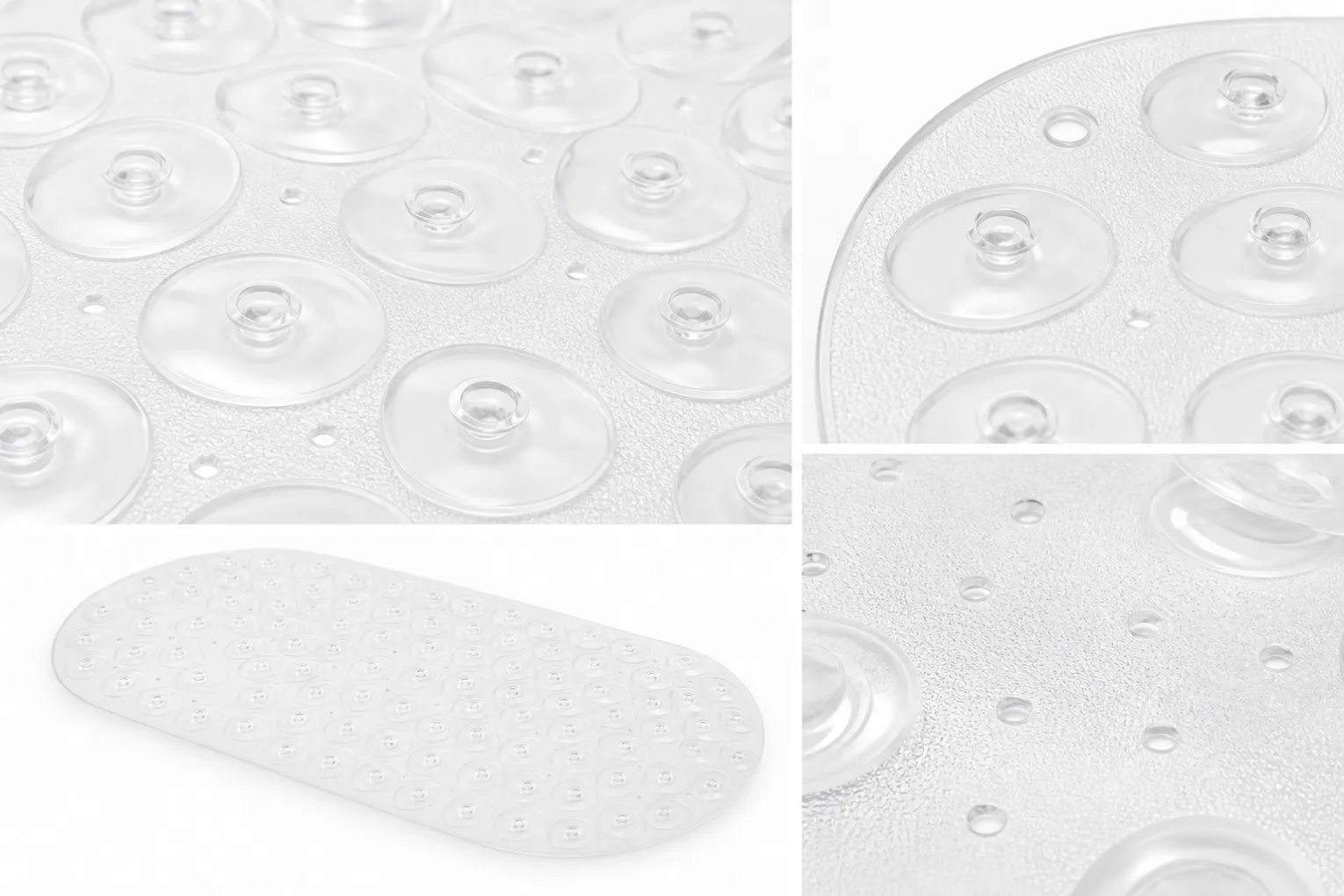 Close-up details of Clear Pebble Suction Bath Mat
