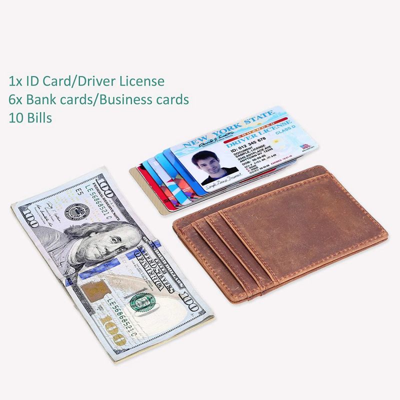 Crazy horse leather card holder with cards