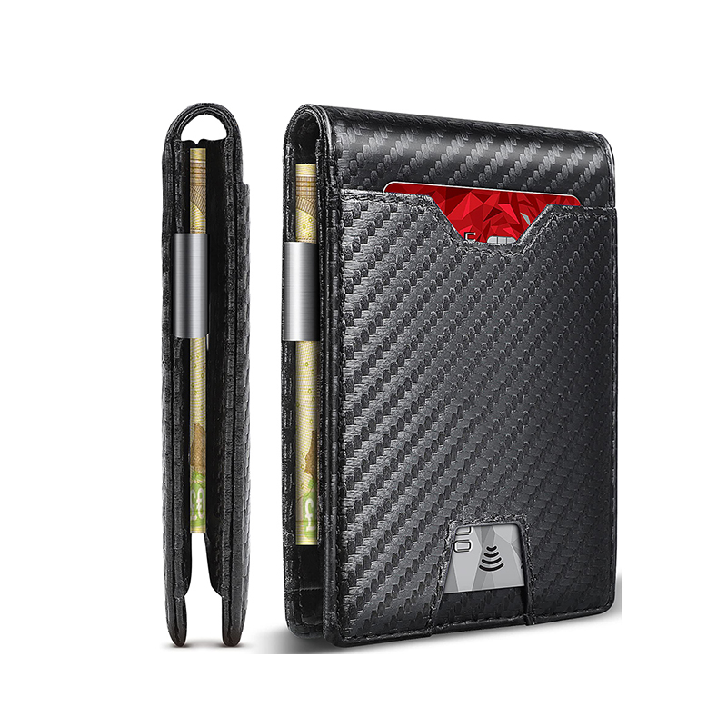 Front pocket money clip wallet, black leather