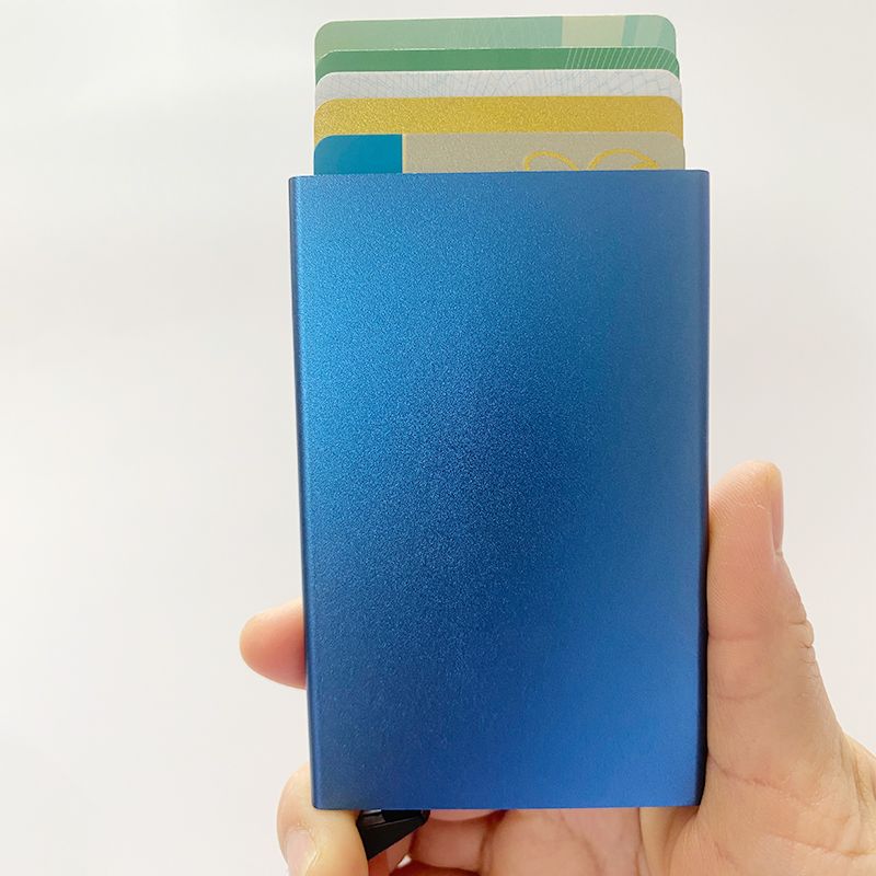 Blue aluminum card holder 6