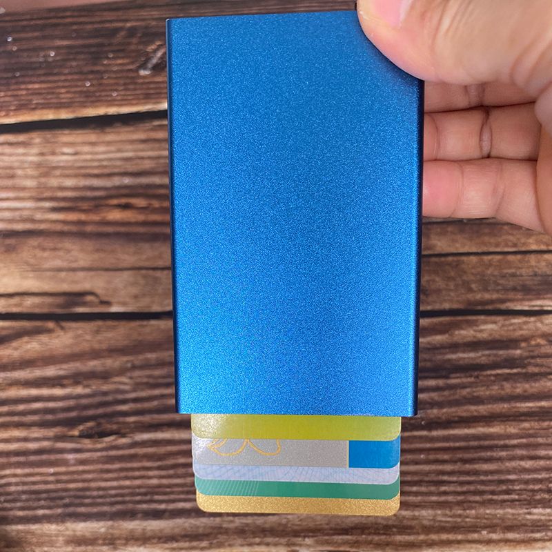 Blue aluminum card holder 1