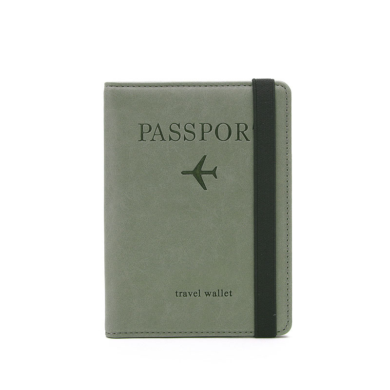 Olive green family travel passport holder