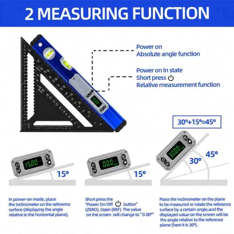 magnetic digital spirit level angle fuction