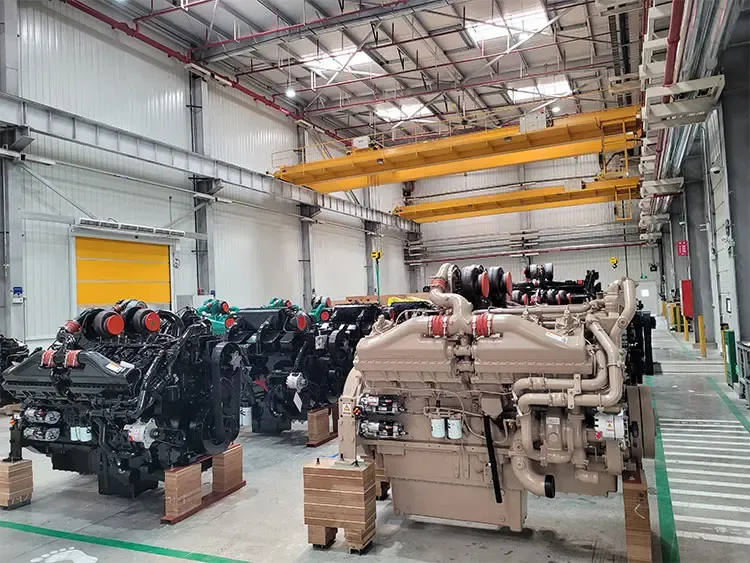 Cummins diesel engine assembly hall with overhead crane runways