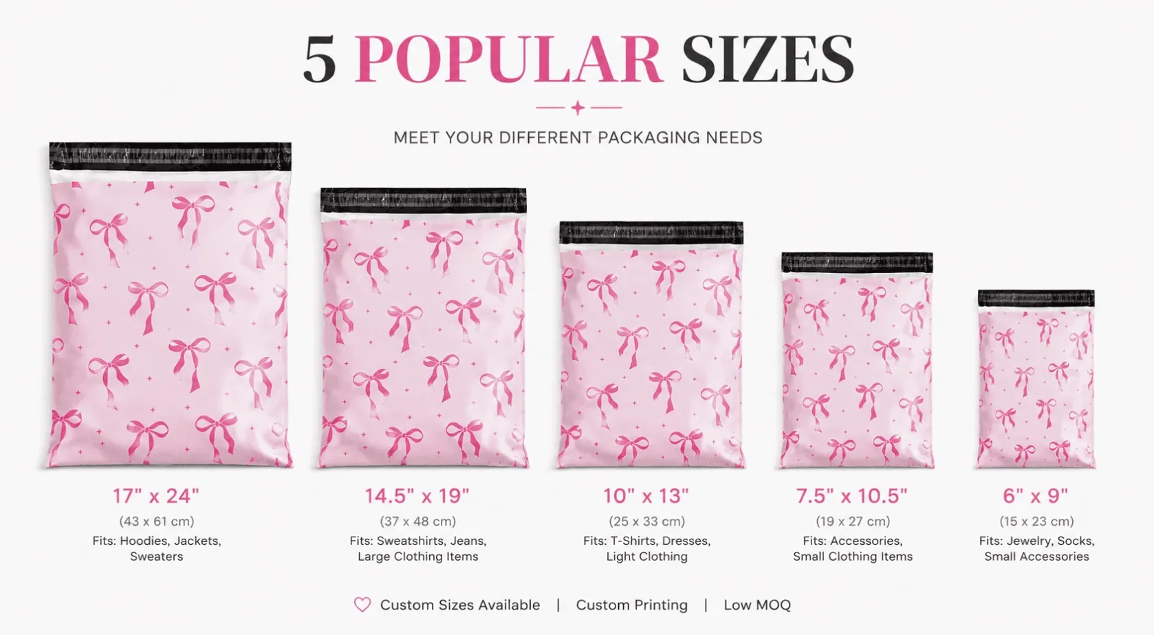 Custom mailing bags sizes