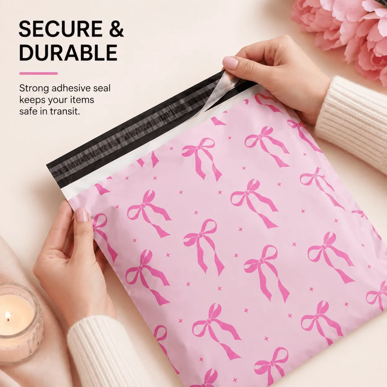 custom printed poly mailer bag with self adhesive seal