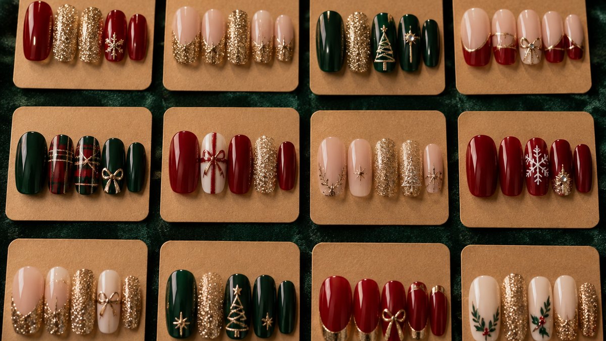 Chrome and metallic press-on nail finishes photographed under soft studio light showing clean reflections