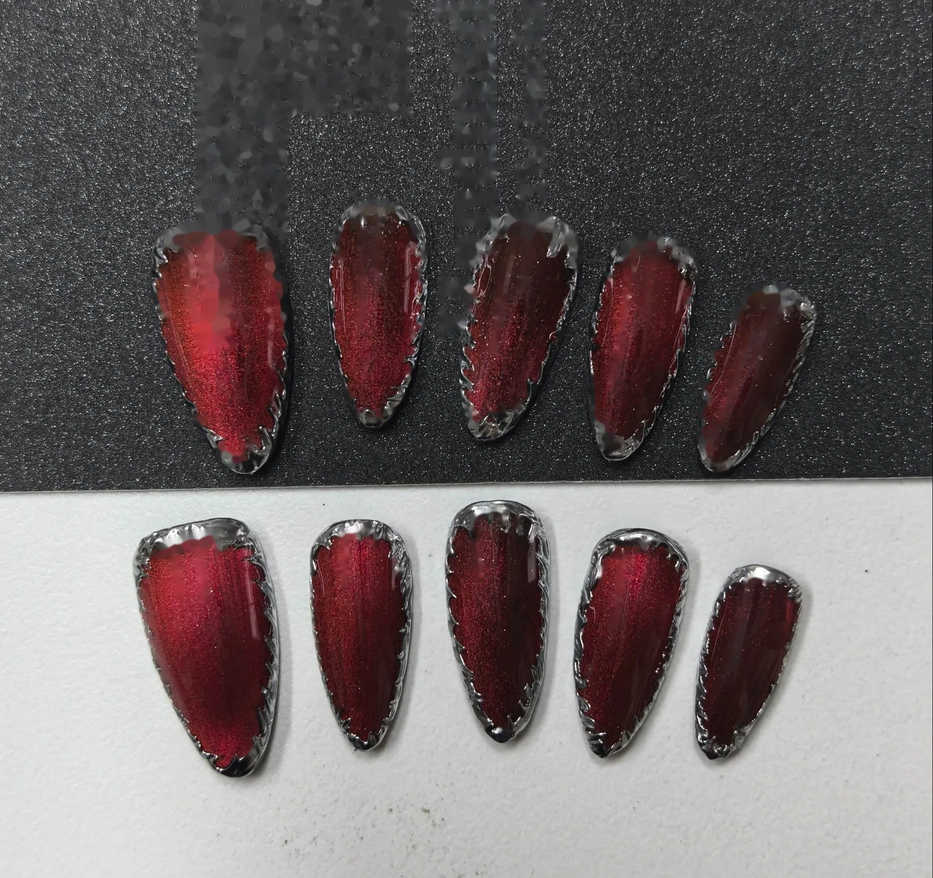 Christmas wine red glitter press-on nail set from a wholesale range