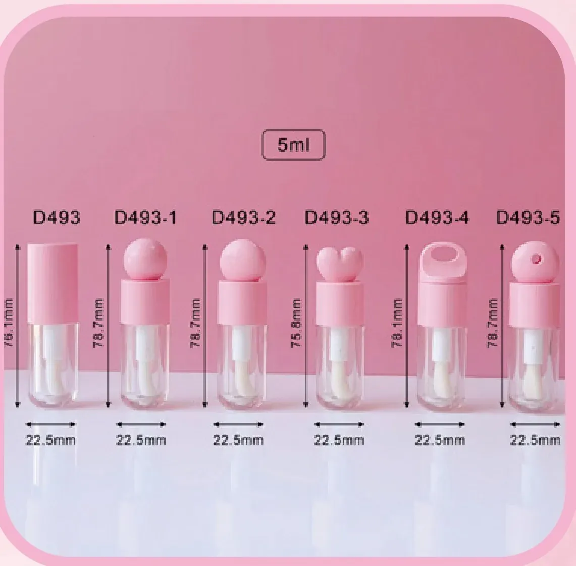 5 ml lip gloss tube with pink cap photo 01