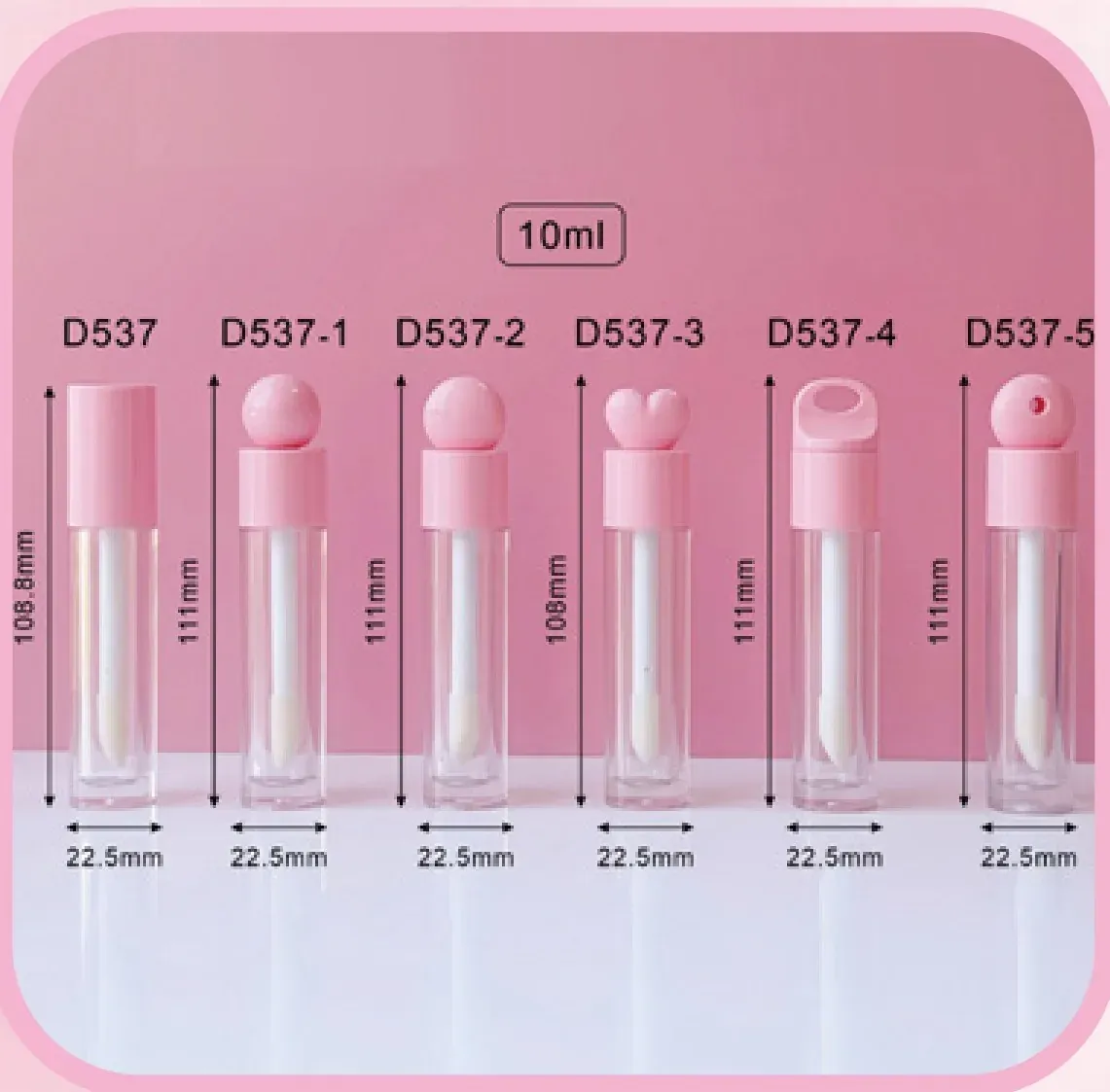 10 ml lip gloss tube with pink cap photo 01