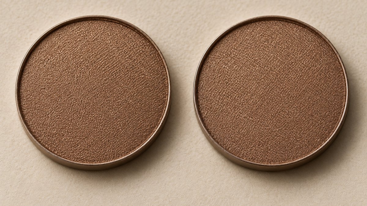 A retained approval sample pan placed beside a production run pan for shade comparison