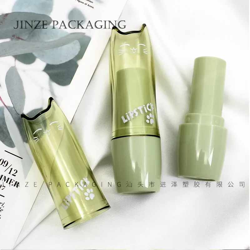 Lipstick Tube 12.1mm, Green-Tea Cat Design — Wholesale & Private Label photo 01