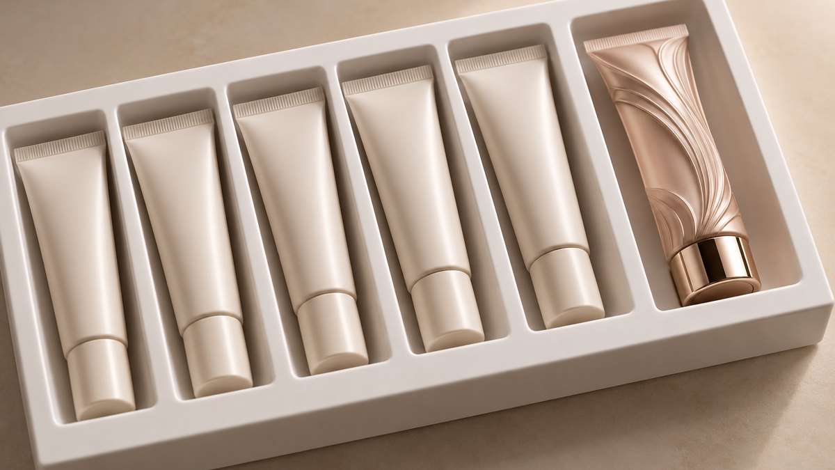 Custom makeup packaging on a discount retail shelf, showing where custom spend can consume margin instead of raising price