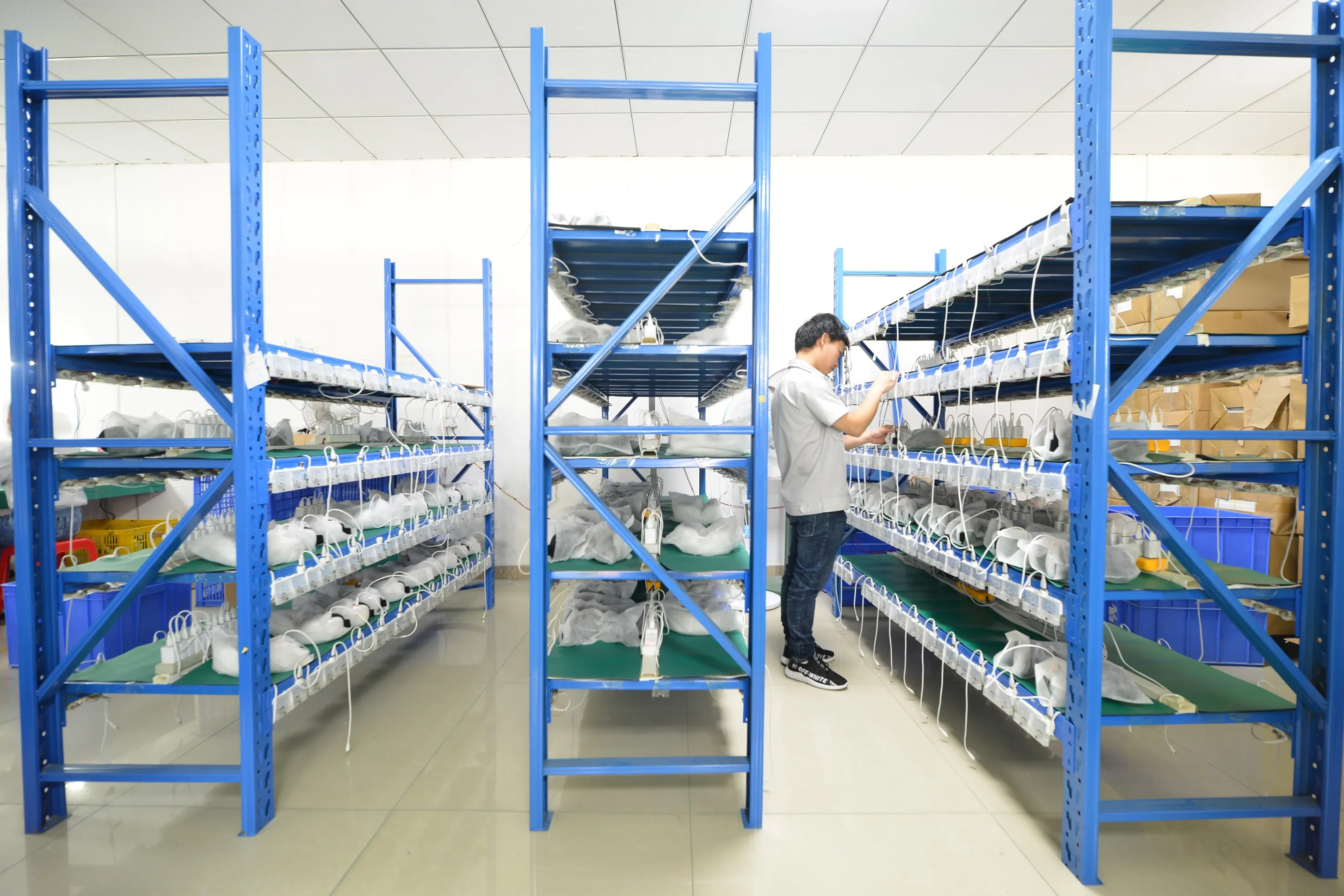 Massage device aging test in ZonyouTech quality control area