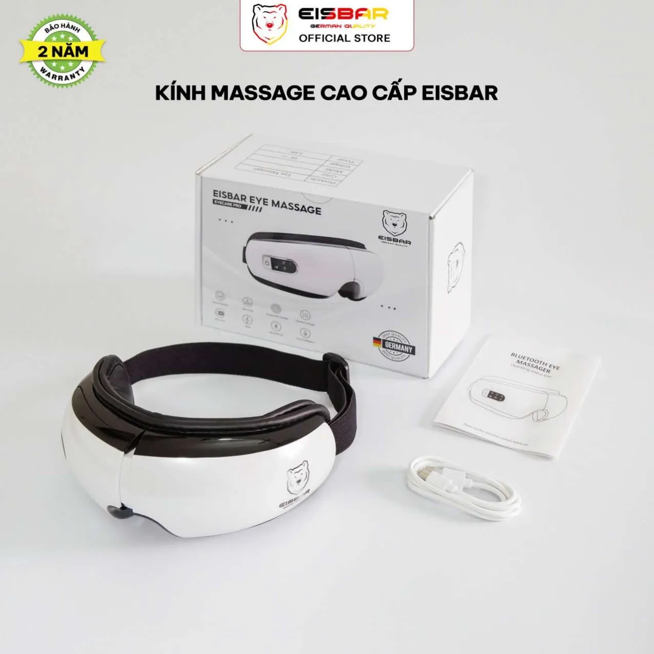 Heated air-compression eye massager with Bluetooth music, OEM project for EU wellness brand