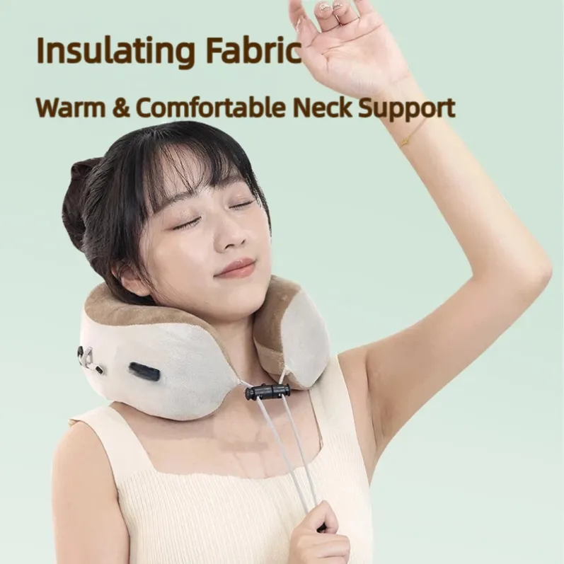 U-shaped neck massager with insulating fabric and warm neck support