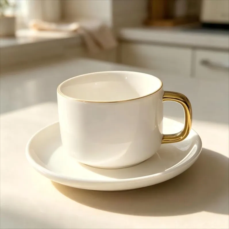 Ceramic Coffee Mug With Tray (2)