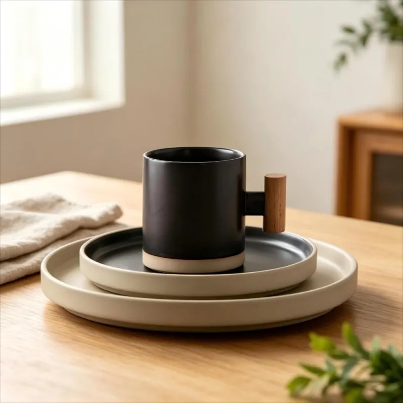 Natural With Black Inside and With Mug Set