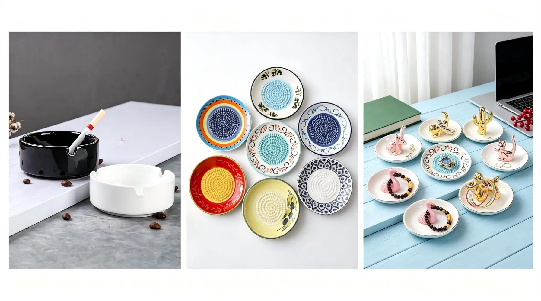 Ceramic Ashtray + Ceramic Grater Plate + Ceramic Jewelry Dish(1)(1)