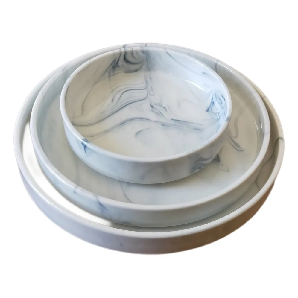 Plate-Marble Blue