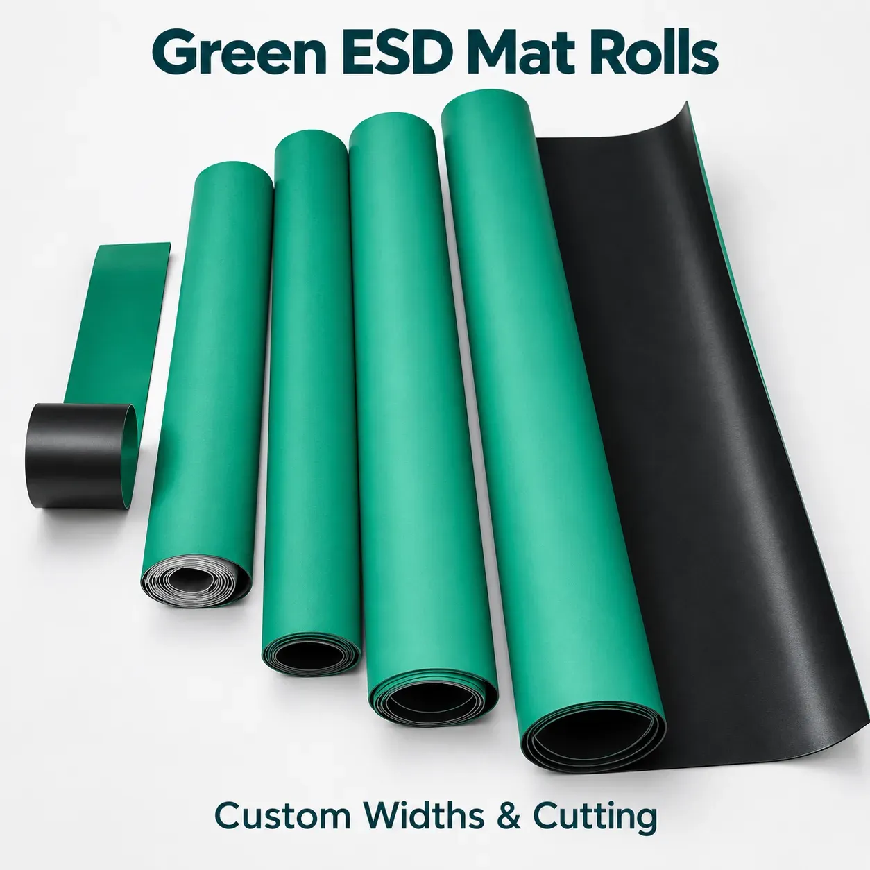 Dual-layer ESD mat with green dissipative layer and black conductive layer