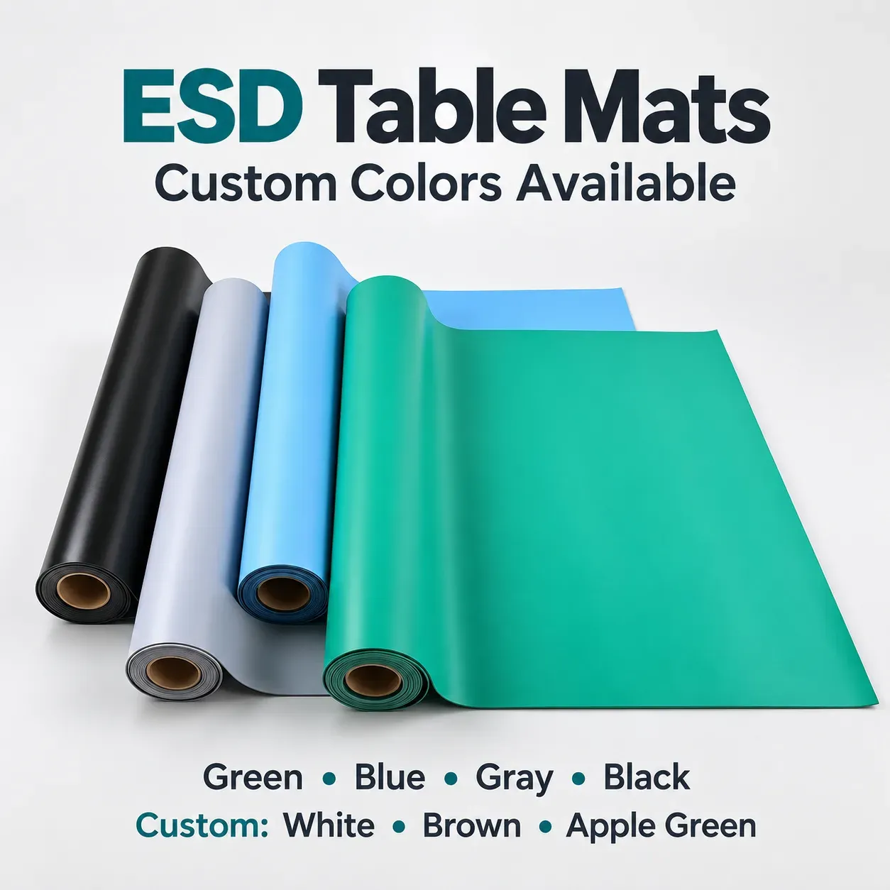 ESD table mats in standard and custom colors