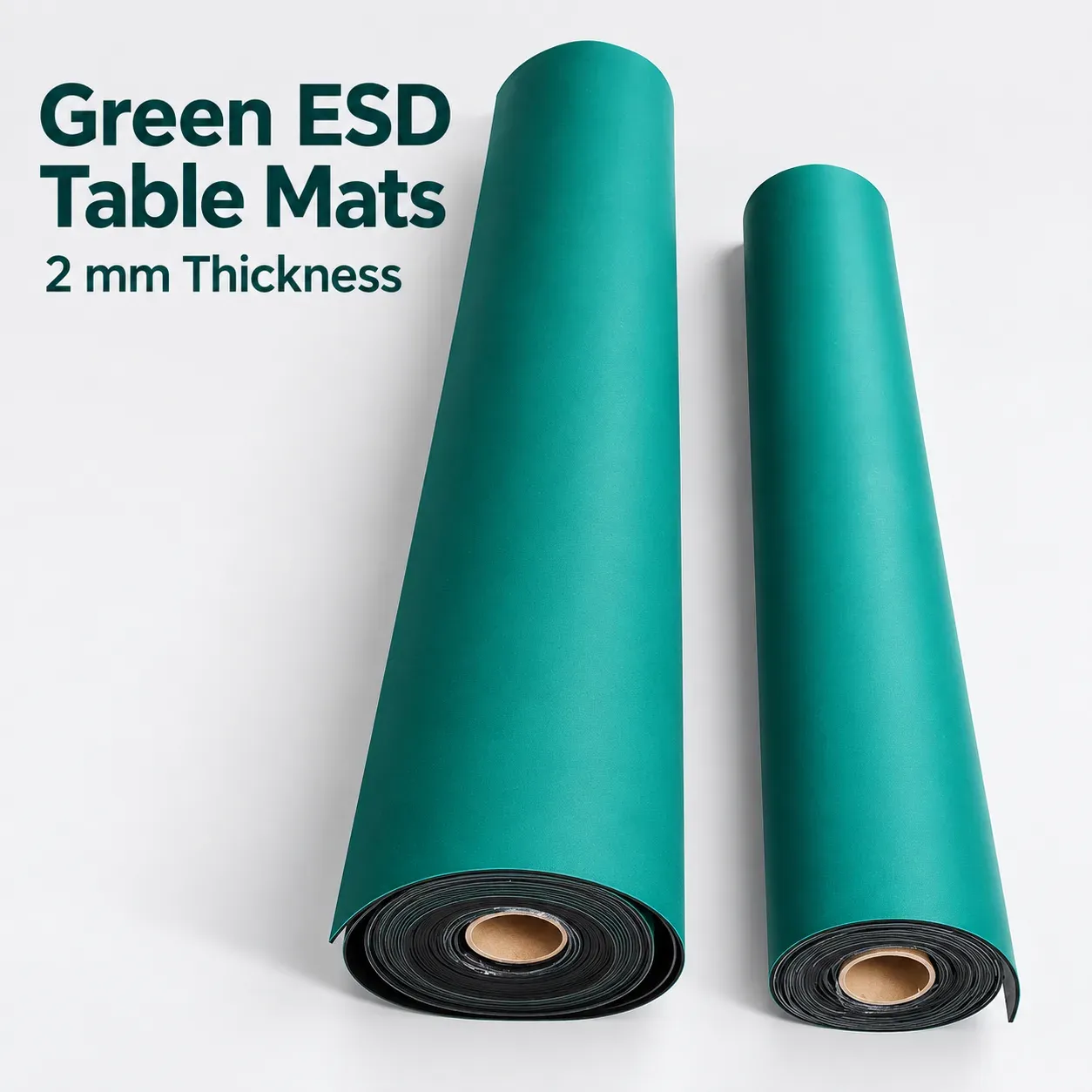 ESD rubber table mat rolls in black, gray, blue and green