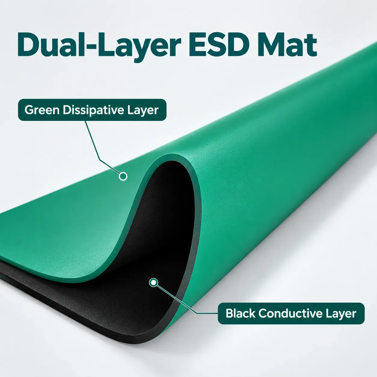 ESD table mat rolls in black, gray, blue and green