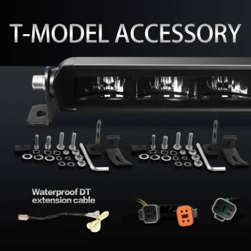 LED light bar kit with mounting brackets, hardware and waterproof DT extension cable
