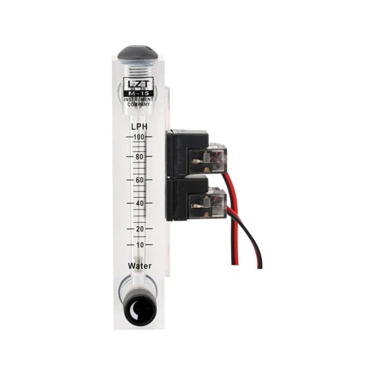 LZT acrylic rotameter fitted with upper and lower alarm limit switches