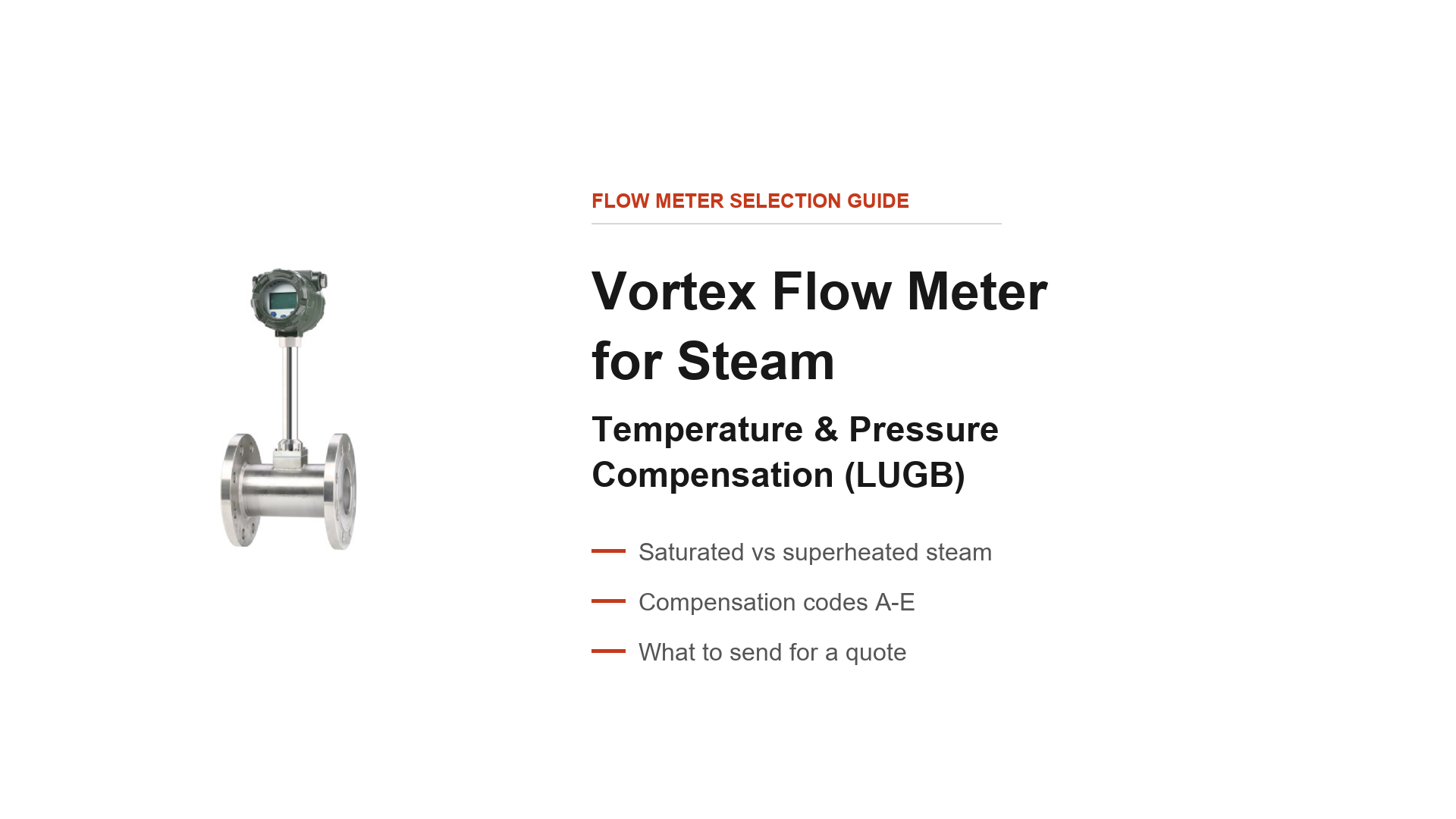 Vortex flow meter for steam: choosing temperature and pressure compensation (LUGB)