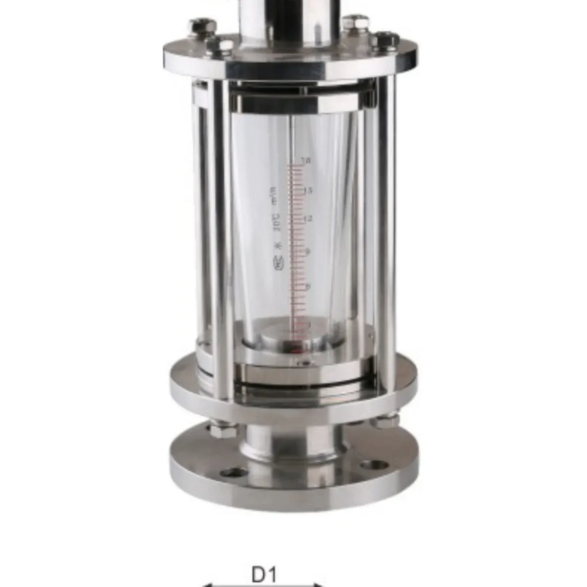 LZB-FA100 flanged glass tube rotameter with stainless steel protective frame, DN15 to DN100