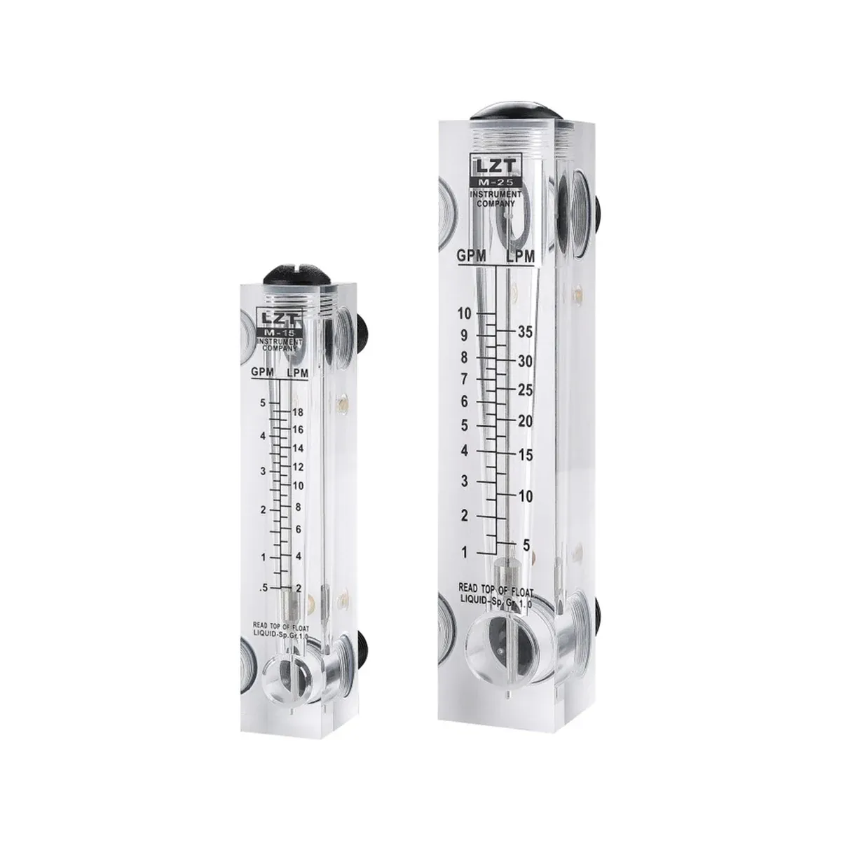 LZT-M panel-mount acrylic rotameter, LZT-15 and LZT-25 sizes