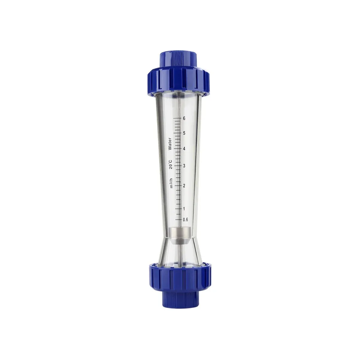 LZS-E plastic tube rotameter with blue PVC end fittings