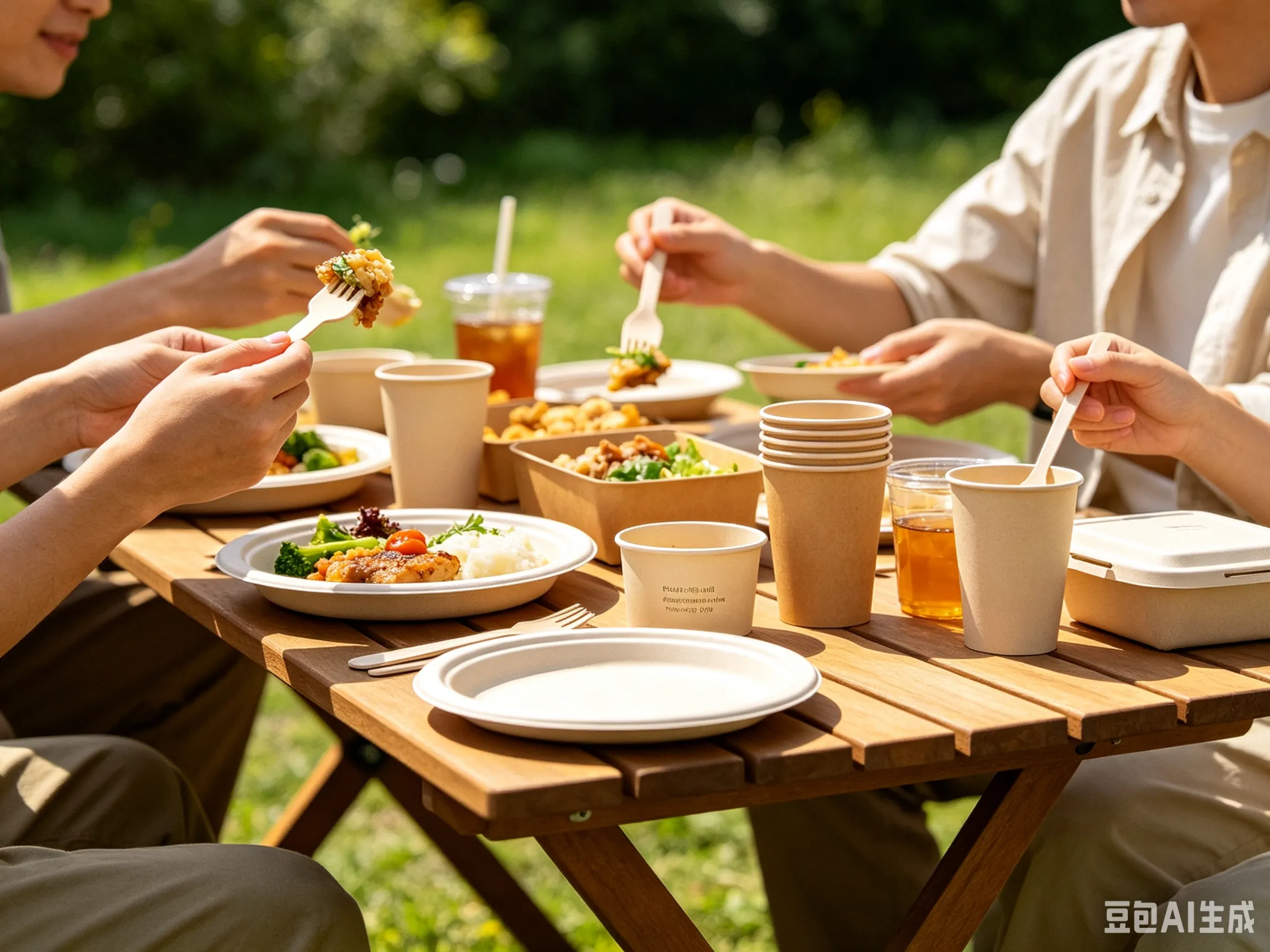 Eco-friendly disposable tableware used outdoors