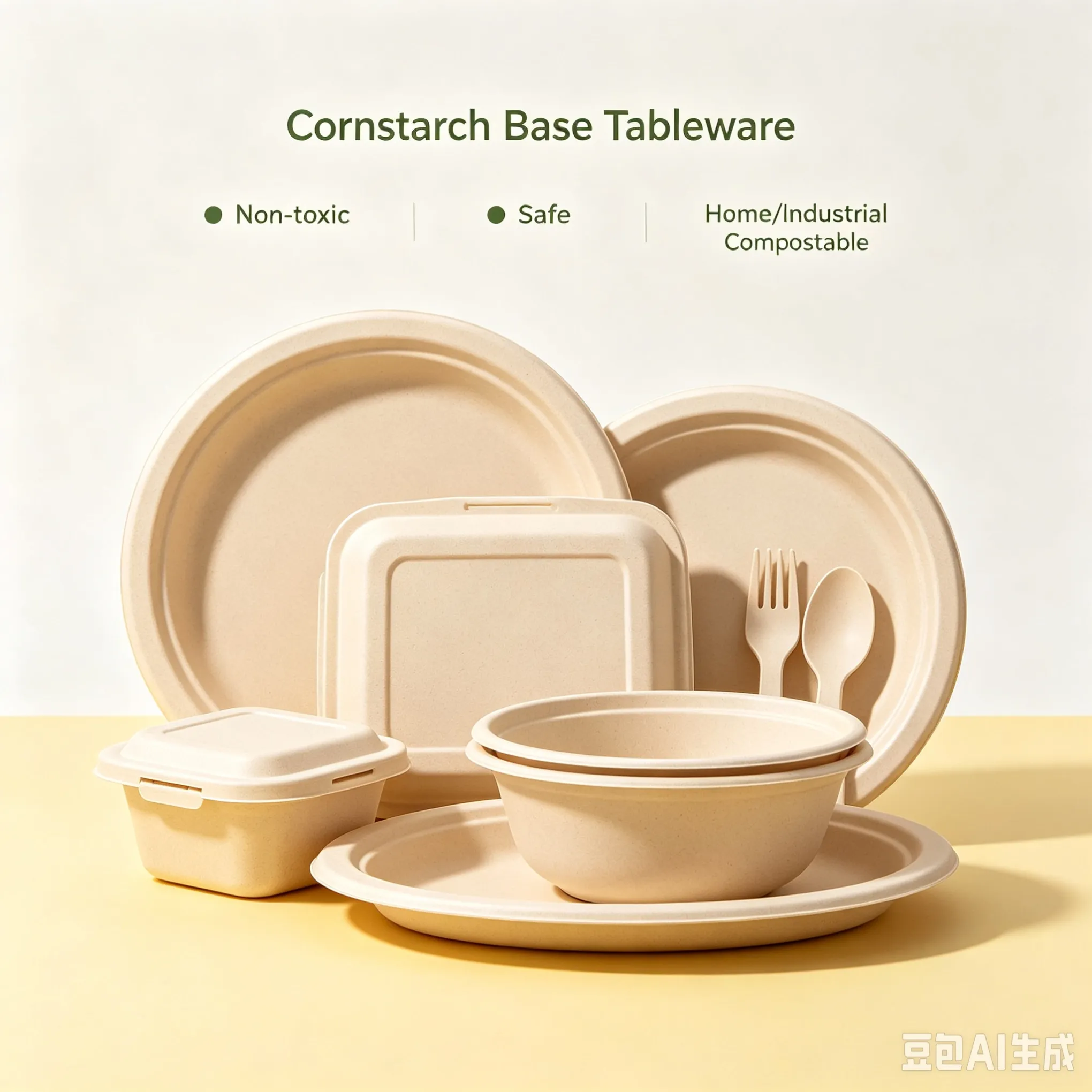 Cornstarch-based disposable tableware