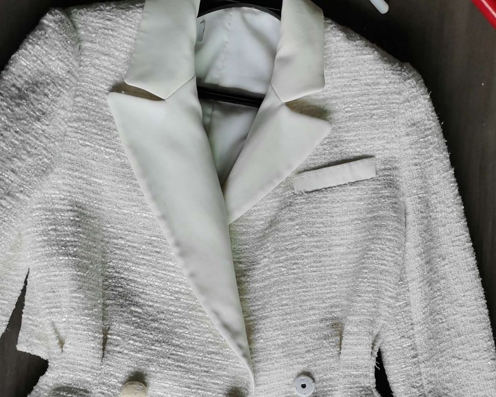 Cream tweed double-breasted blazer made to a client specification