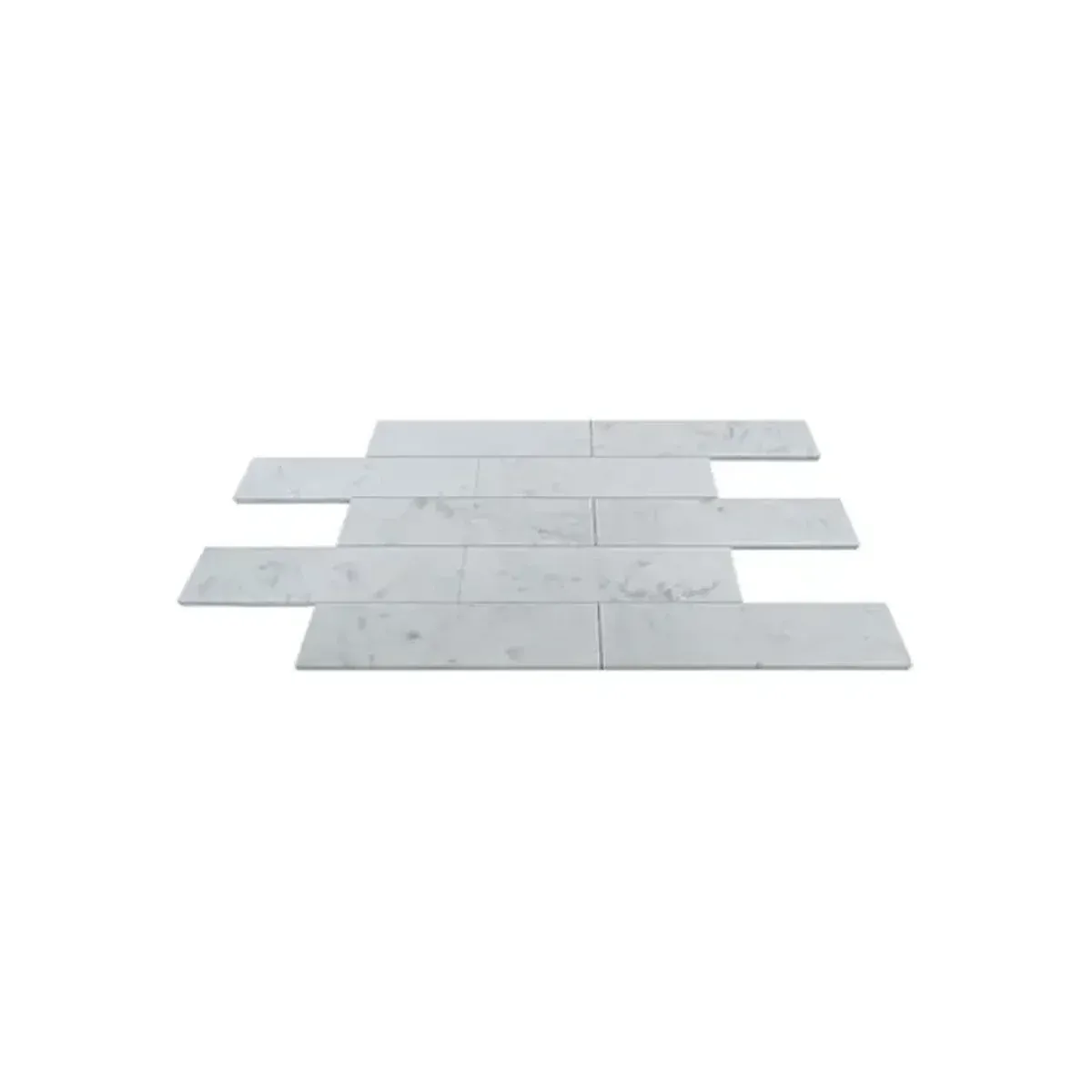 Bianco Carrara White Marble 3x12 inch subway tiles shown in a perspective product view
