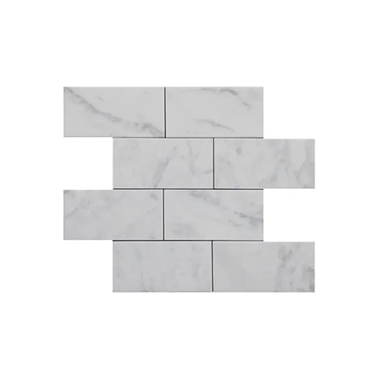 Bianco Carrara White Marble 3x6 inch subway tile product view on a white background