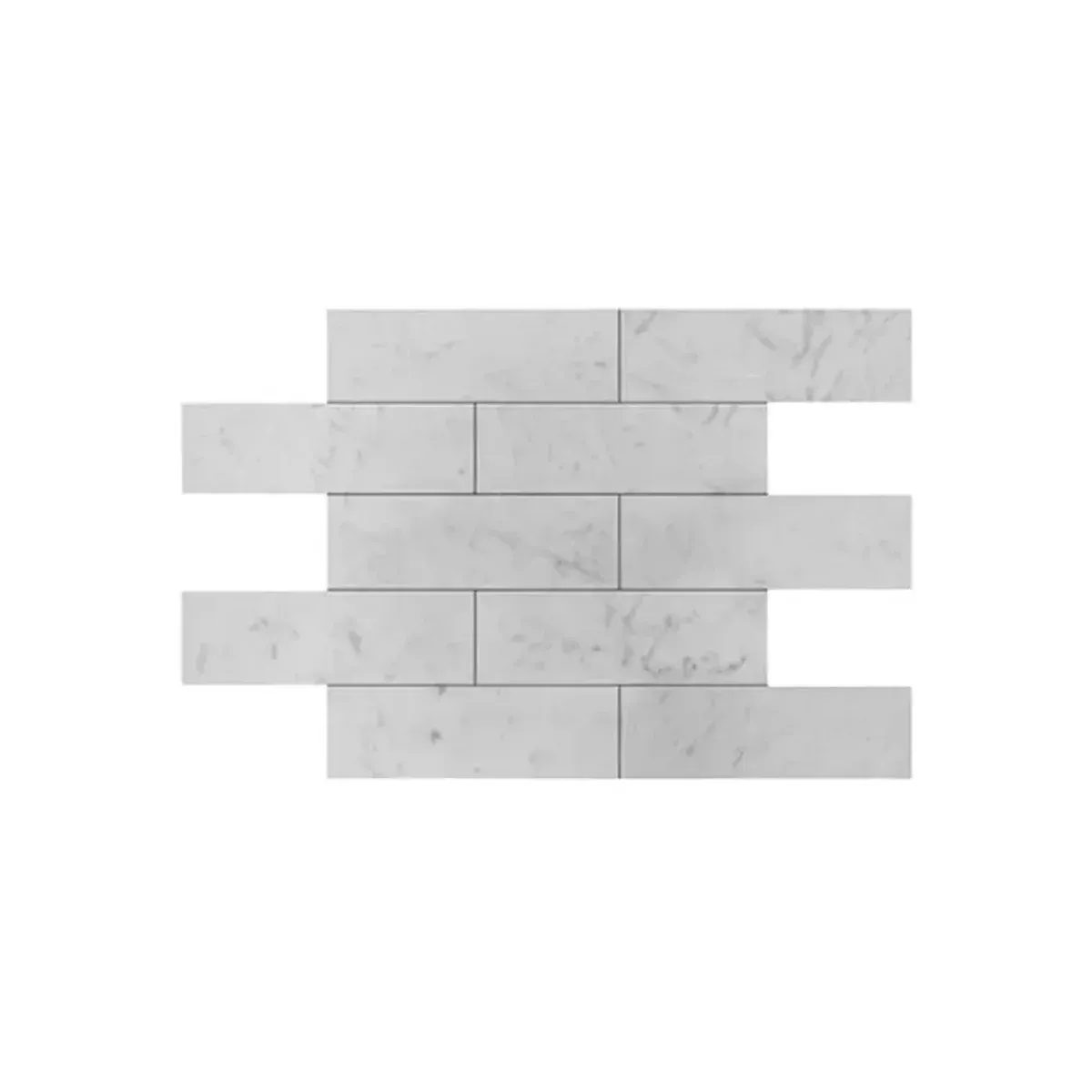 Bianco Carrara White Marble 3x12 inch subway tile product view on a white background