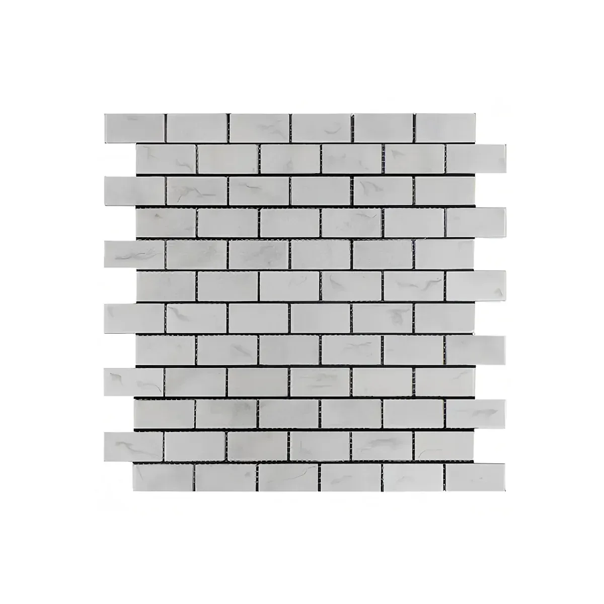 Carrara White Marble 1x2 Inch Brick Subway Mosaic Tile product sheet on a white background