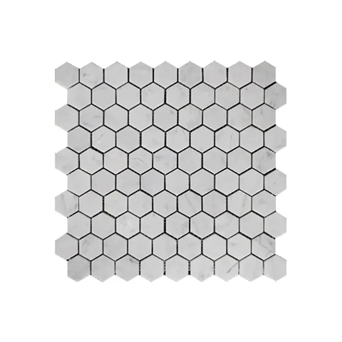 Carrara White Marble 1 Inch Hexagon Mosaic product view on a white background
