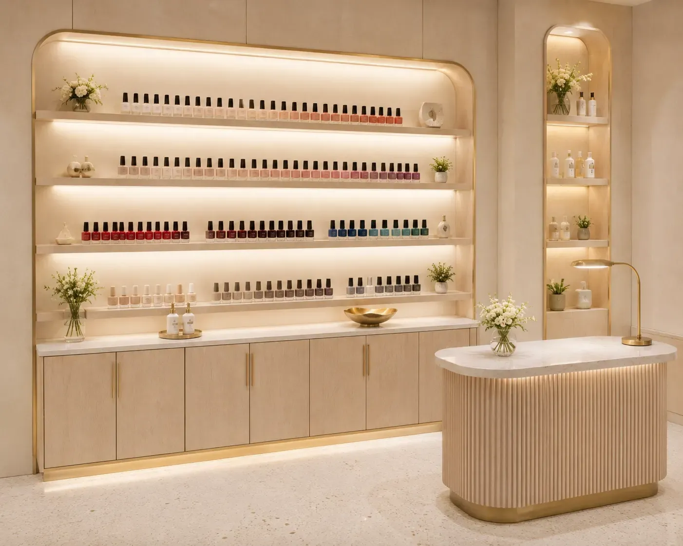 nail spa polish display area