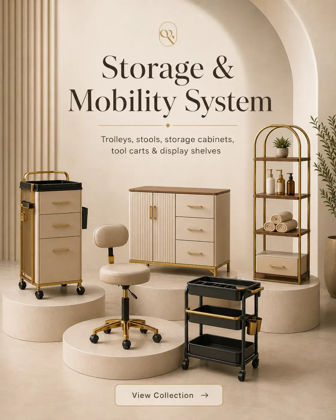 Salon Furniture Storage Mobility System
