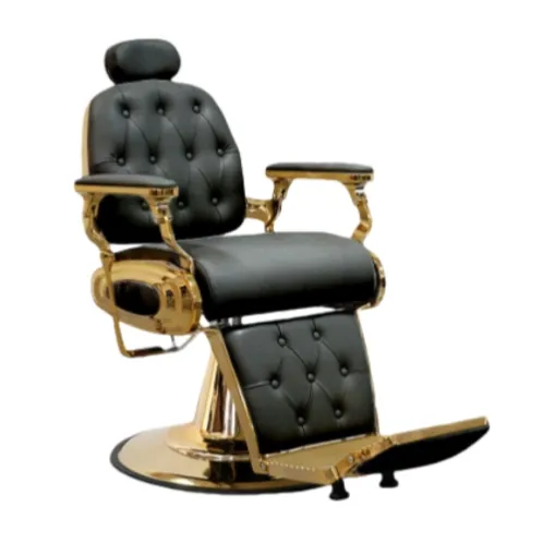 Black Gold Vintage Antique Reclining Barber Chair