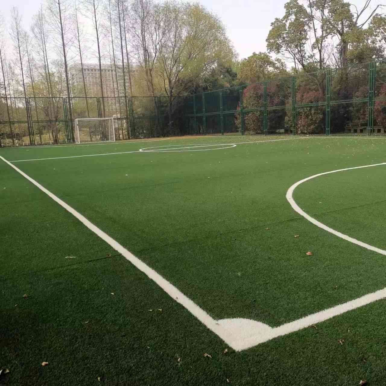 Artificial football turf around the goal area
