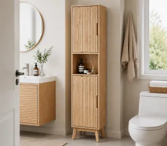 Scandinavian bathroom storage cabinet for compact European bathroom_1