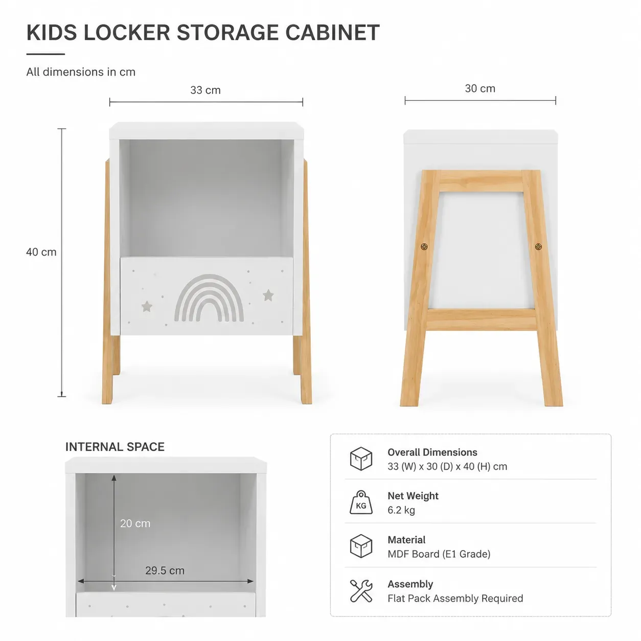 Kids locker storage cabinet with Scandinavian design